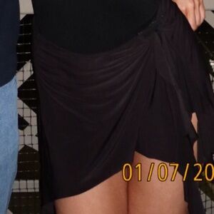 Black Asymmetrical Mini Skirt with Buckle